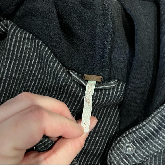 Free People Railroad Stripe Knit Hooded Moto Jacket - Picture 8 of 8